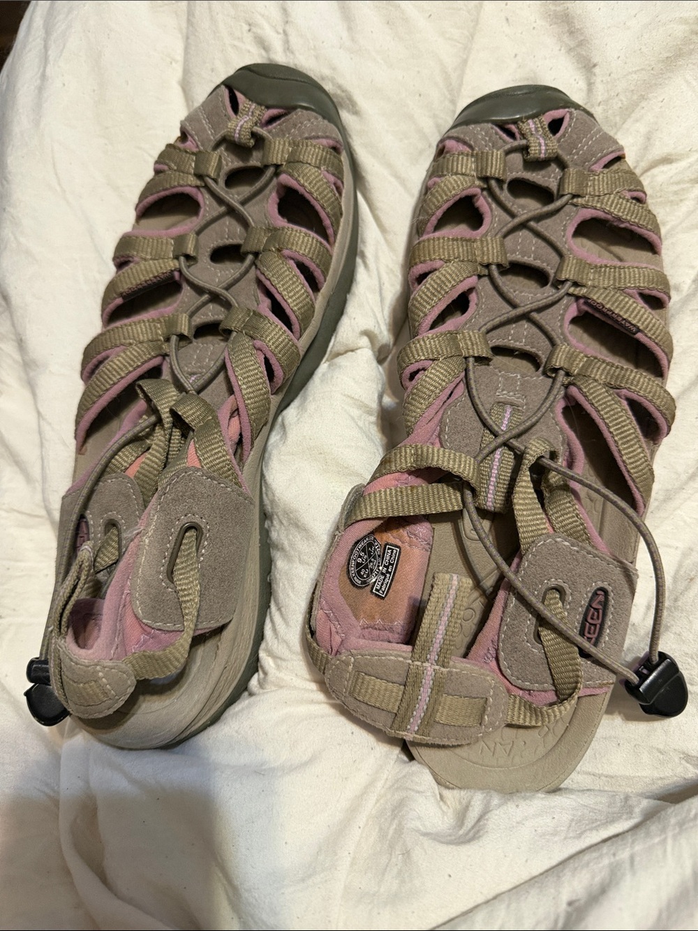 Keen Women's Taupe and Pink Closed-Toe Hiking Sandals